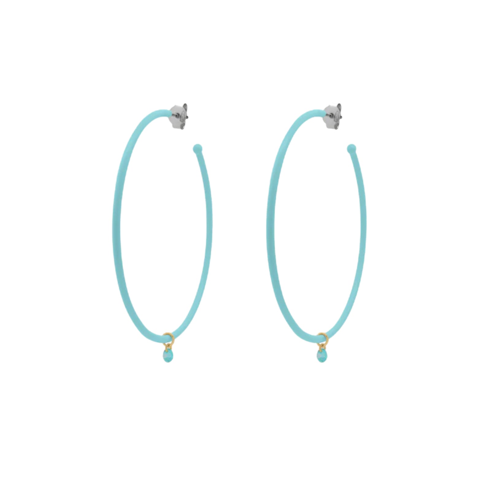 Orecchini cerchio 6cm Rue Des Mille con smalto turchese