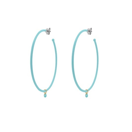 Orecchini cerchio 6cm Rue Des Mille con smalto turchese