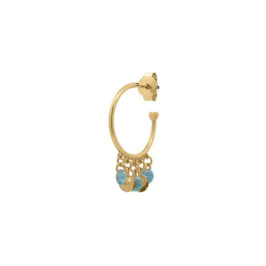 Mono orecchino 3cm Rue Des Mille argento zirconi turchesi