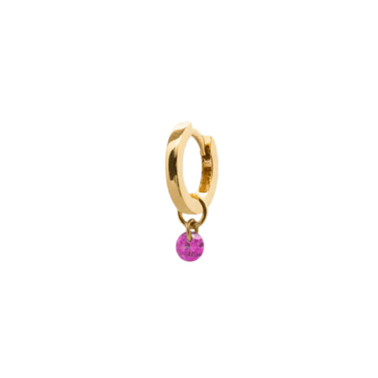 Mono orecchino Rue Des Mille argento dorato zircone rosa