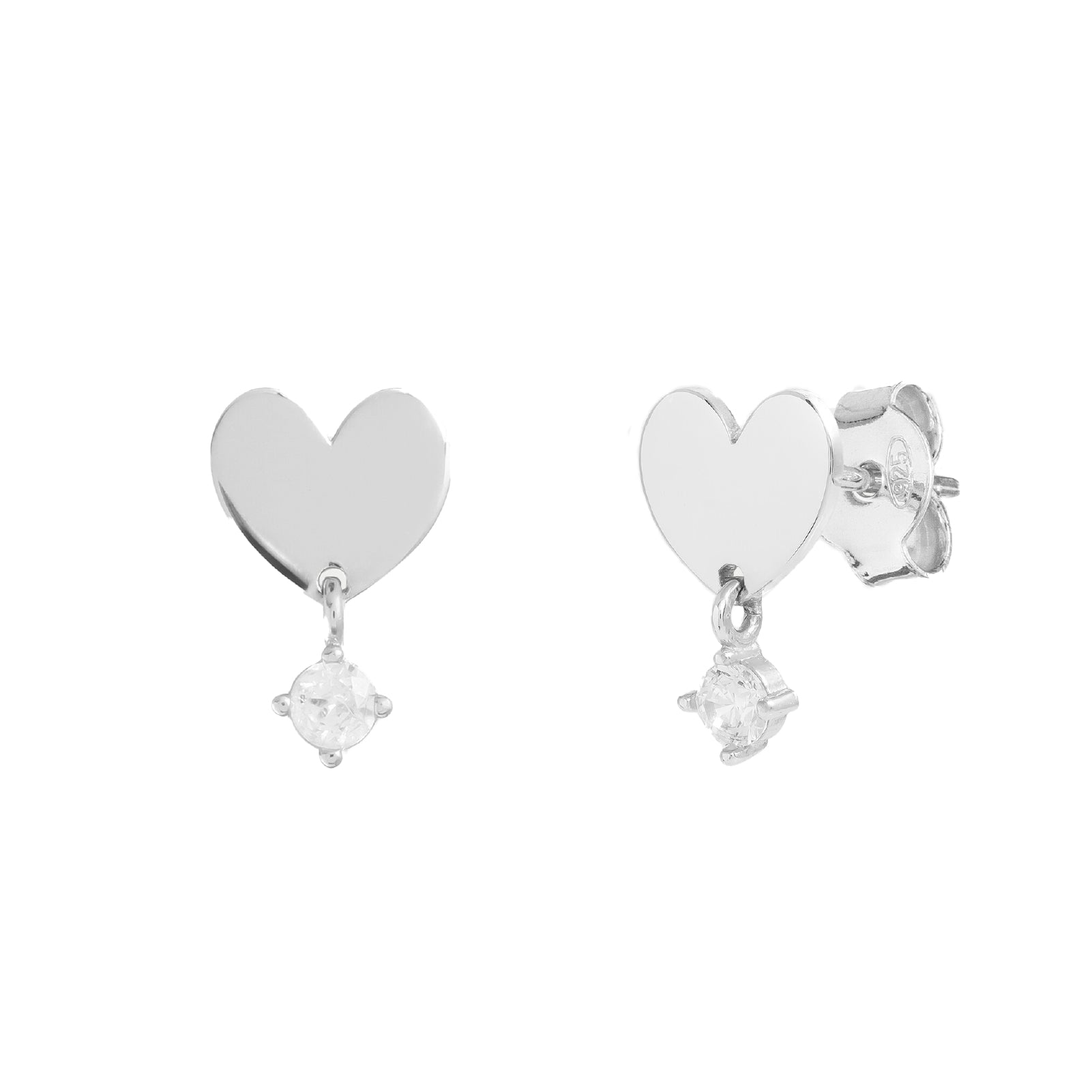 Orecchini donna Rue Des Mille argento cuore e zircone bianco MISURA UNICA