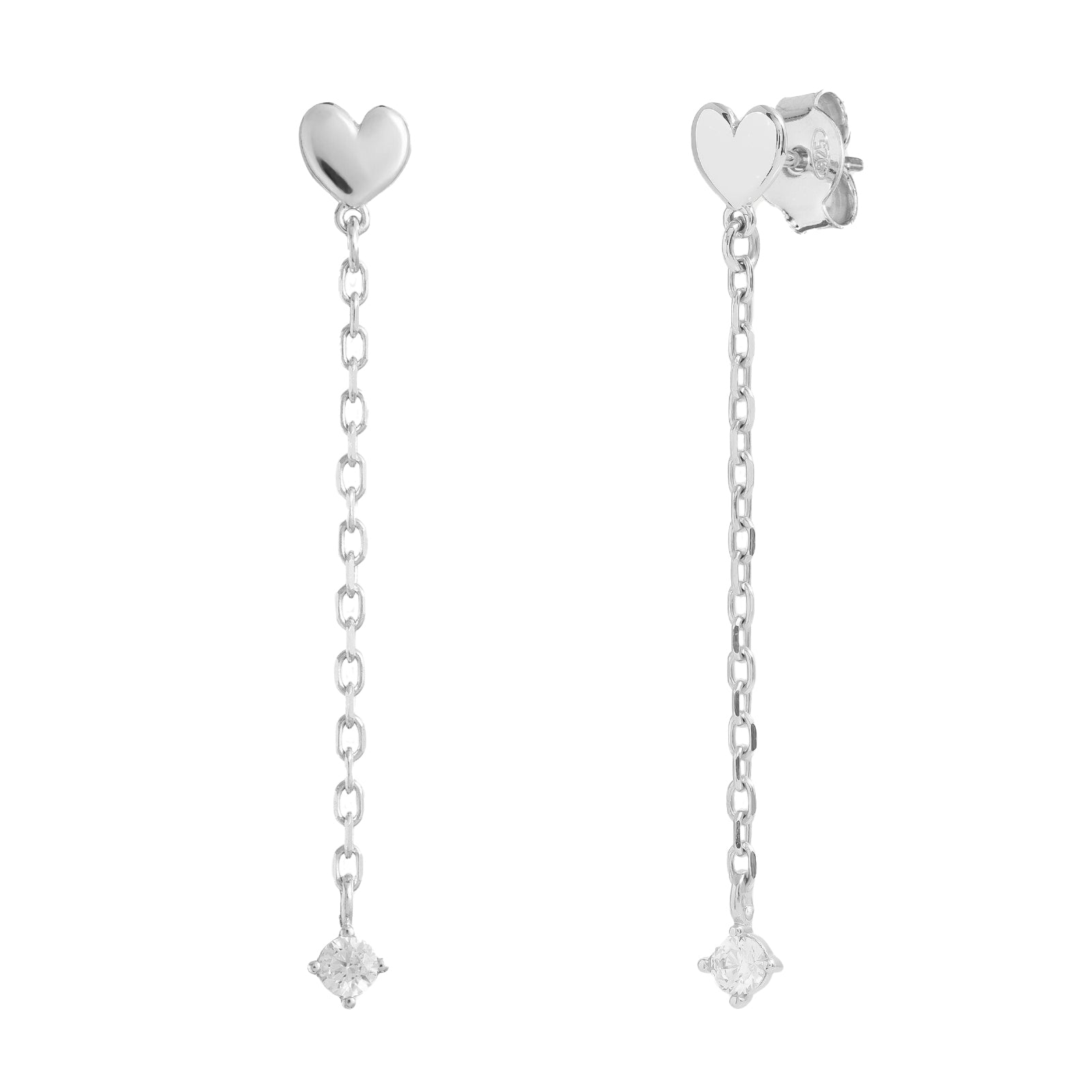 Orecchini pendenti Rue Des Mille argento cuore zircone bianco MISURA UNICA