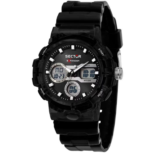 Orologio digitale uomo Sector EX 46 in materiale sintetico di colore nero 43mm R3251242505-1