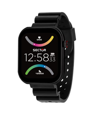 Orologio smartwatch unisex Sector S 03 con cassa 49,00 x 41,33 mm e cinturino in plastica nera con chiamata in altoparlante R3251295001