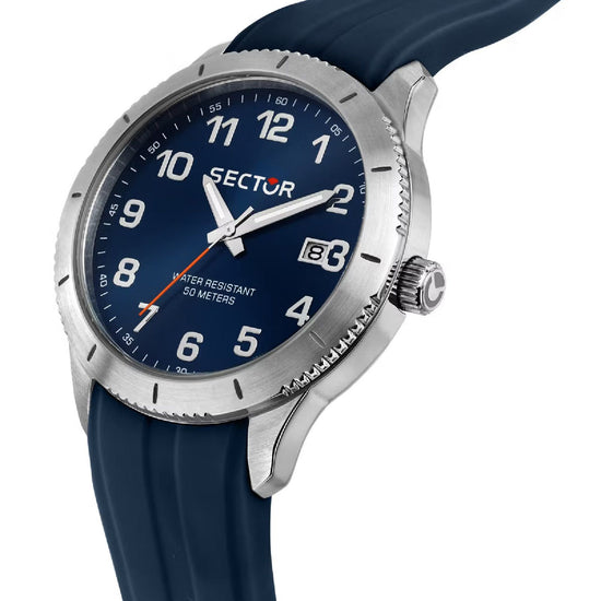 cofanetto orologio bracciale uomo Sector 270 in acciaio e plastica blu 37mm R3251578018-4