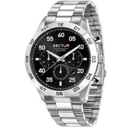 Orologio multifunzione uomo Sector 270 in acciaio quadrante nero 45mm R3253578032-1