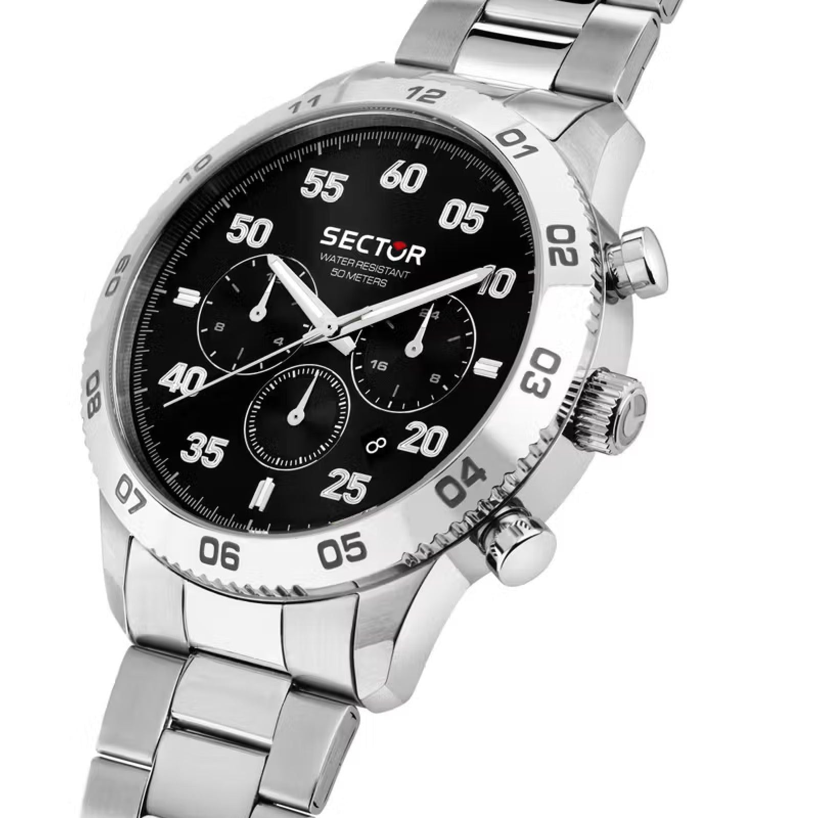 Orologio multifunzione uomo Sector 270 in acciaio quadrante nero 45mm R3253578032-4