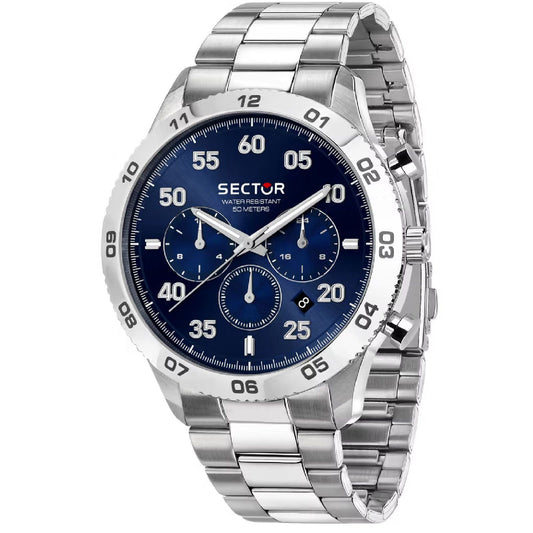 Orologio multifunzione uomo Sector 270 in acciaio quadrante blu 45mm R3253578033-1