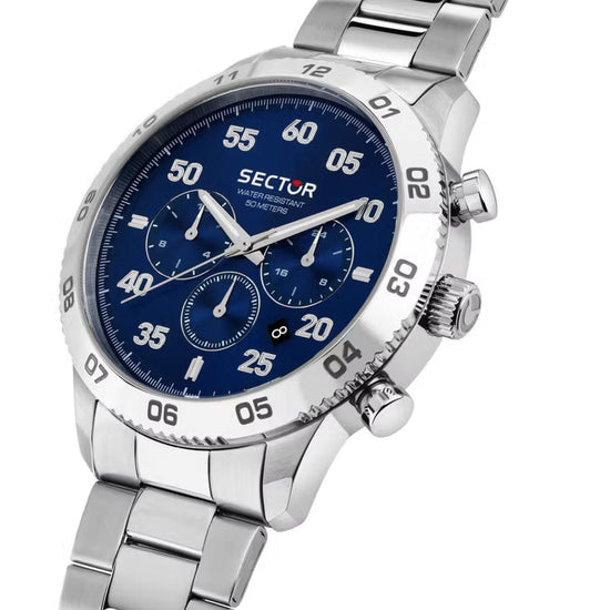 Orologio multifunzione uomo Sector 270 in acciaio quadrante blu 45mm R3253578033-4