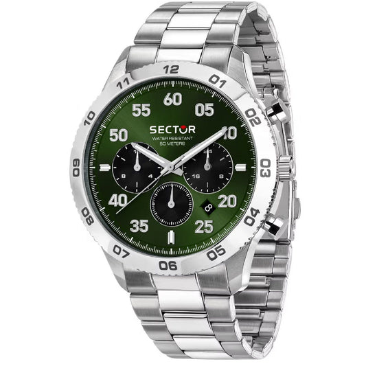 Orologio multifunzione uomo Sector 270 in acciaio quadrante verde 45mm R3253578034-1