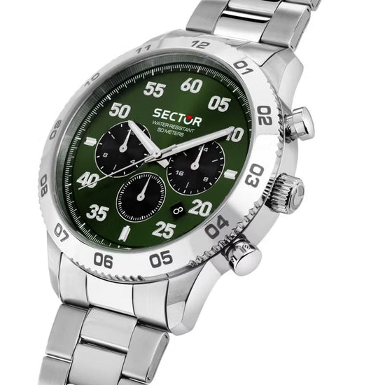 Orologio multifunzione uomo Sector 270 in acciaio quadrante verde 45mm R3253578034-4