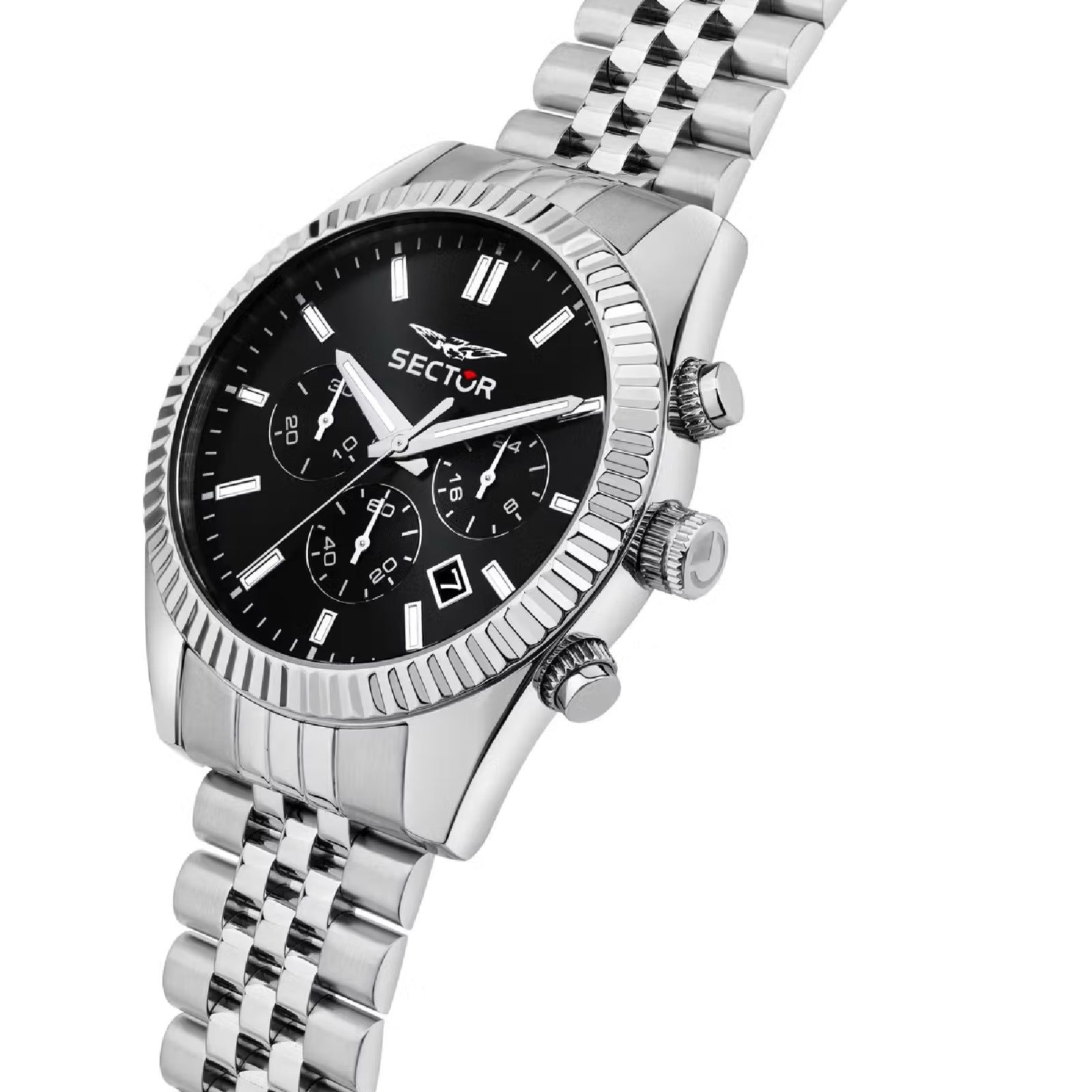 Orologio crono uomo Sector 240 acciaio e nero maglie piccole 41 mm R3273640001-4