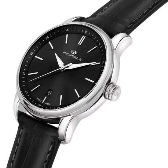 Orologio solo tempo uomo Philip Watch Anniversary in acciaio e pelle nera 40mm R8251150010-4