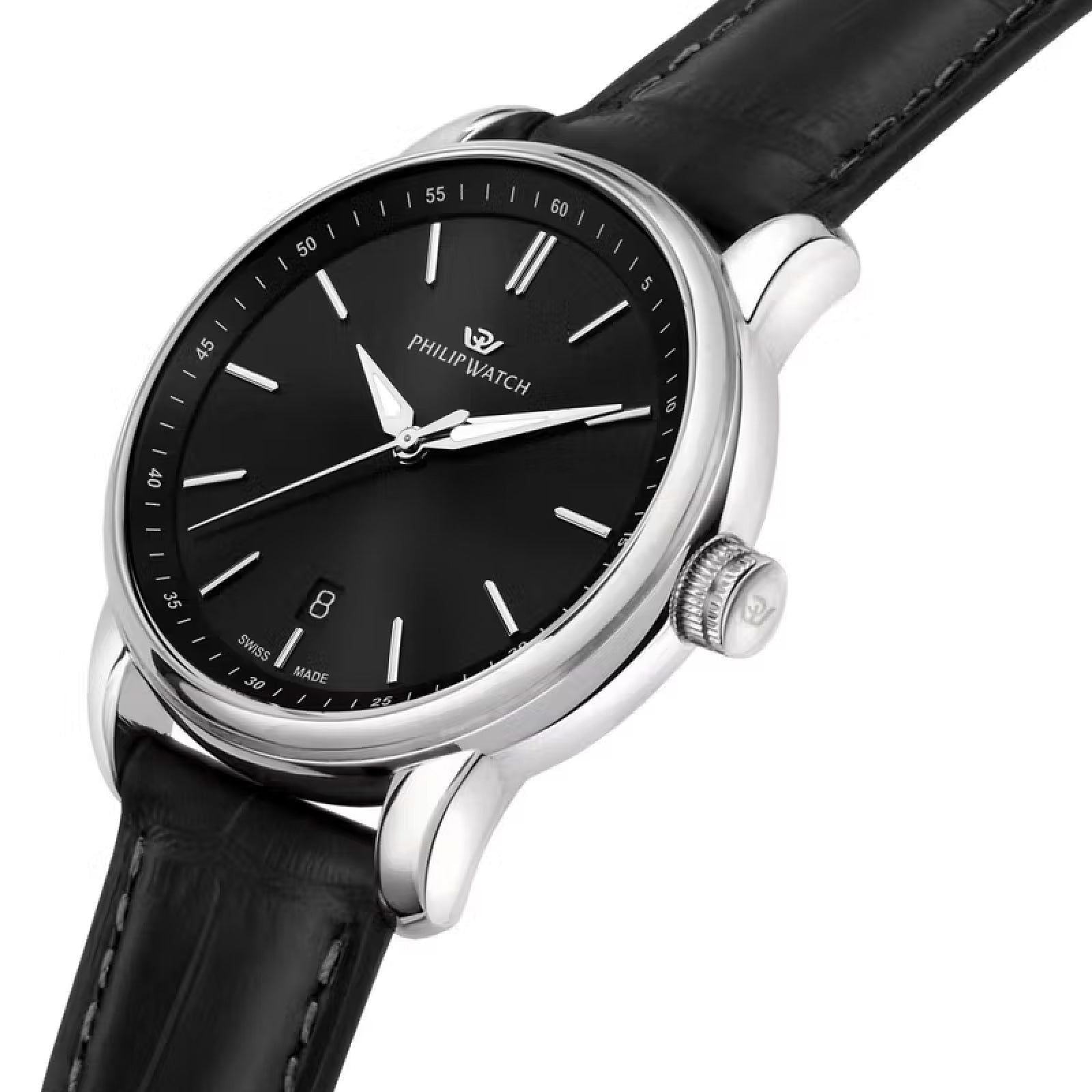 Orologio solo tempo uomo Philip Watch Anniversary in acciaio e pelle nera 40mm R8251150010-4