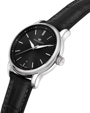 Orologio solo tempo da uomo Philip Watch Anniversary con cassa 40mm in acciaio e cinturino in pelle nera R8251150010