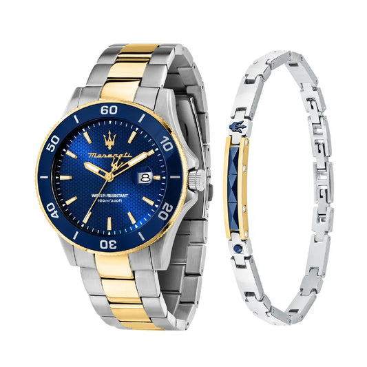 Cofanetto uomo orologio e bracciale Maserati Competizione acciaio pvd oro 43mm R8873600007-1