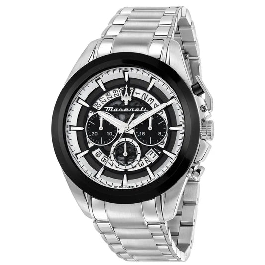 Orologio Crono uomo Maserati Traguardo in acciaio quadrante nero 45mm R8873612059-1