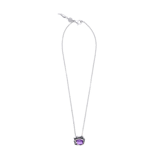 Collana pendente Giovanni Raspini argento 925 e quarzo viola 45 cm