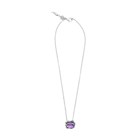Collana pendente Giovanni Raspini argento 925 e quarzo viola 45 cm
