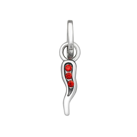 Charm Giovanni Raspini Mini argento con cornino zirconi rossi MISURA UNICA