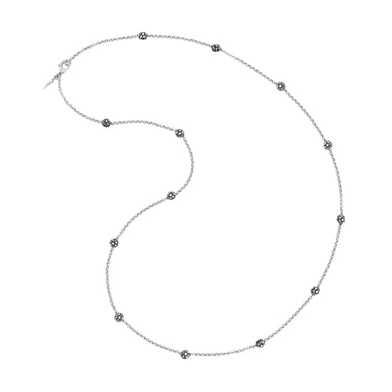 Collana lunga Giovanni Raspini in argento con margherite