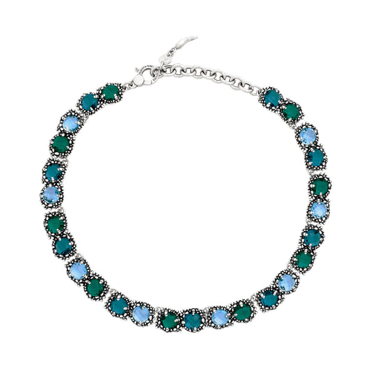 Collana Giovanni Raspini blue ivy con cristalli colorati MISURA UNICA