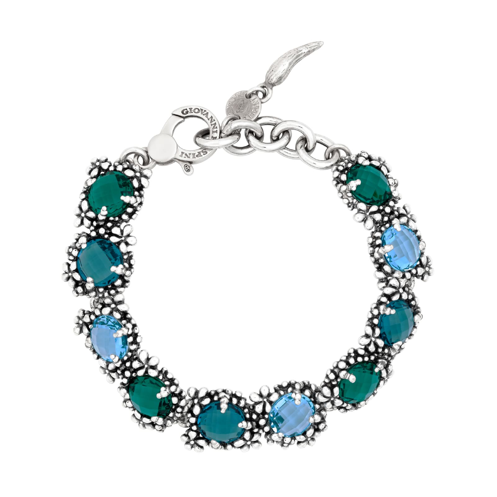 Bracciale Giovanni Raspini blue ivy con cristalli colorati 21 cm