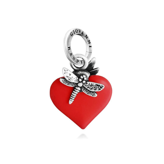 Charm Giovanni Raspini in argento cuore rosso e libellula MISURA UNICA