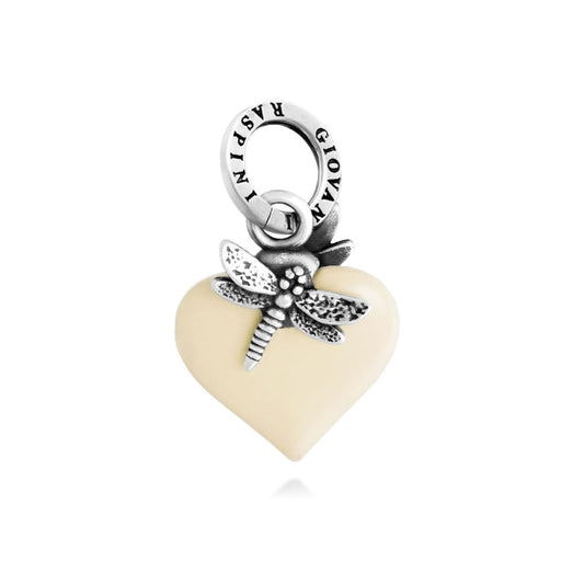 Charm Giovanni Raspini in argento cuore avorio e libellula MISURA UNICA