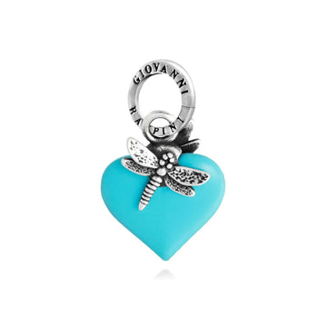Charm Giovanni Raspini in argento cuore azzurro e libellula MISURA UNICA