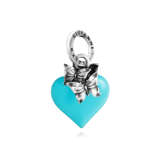 Charm Giovanni Raspini in argento cuore azzurro e farfalle MISURA UNICA