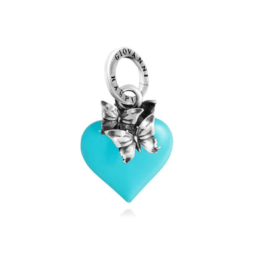 Charm Giovanni Raspini in argento cuore azzurro e farfalle MISURA UNICA