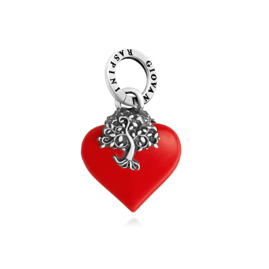 Charm Giovanni Raspini argento cuore rosso e albero della vita MISURA UNICA