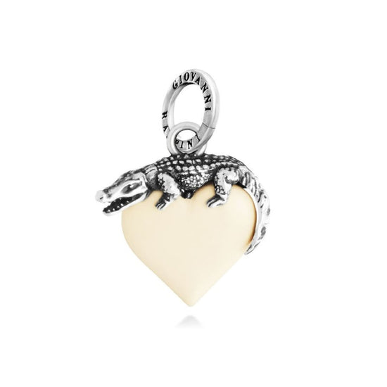 Charm Giovanni Raspini in argento cuore avorio e coccodrillo MISURA UNICA