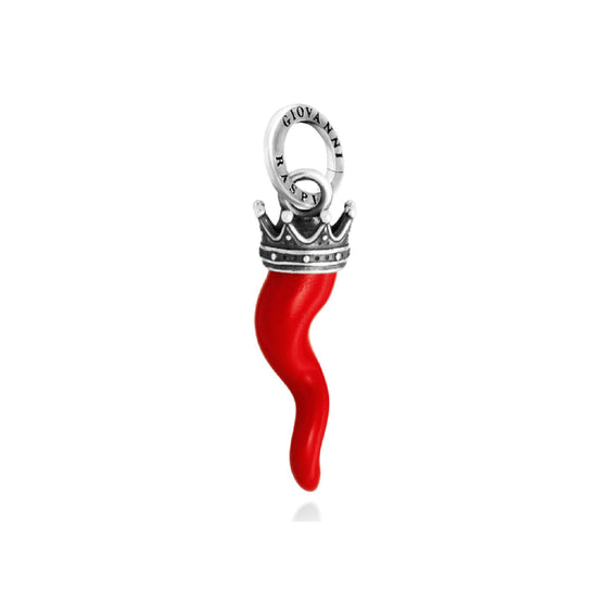 Charm Giovanni Raspini in argento con corno rosso e corona MISURA UNICA