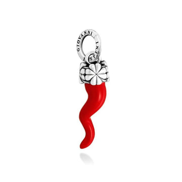 Charm Giovanni Raspini in argento corno rosso e quadrifoglio MISURA UNICA