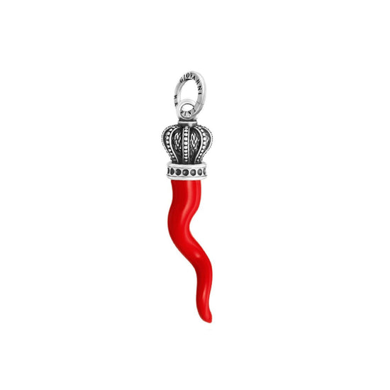 Charm Giovanni Raspini argento corno rosso grande e corona MISURA UNICA