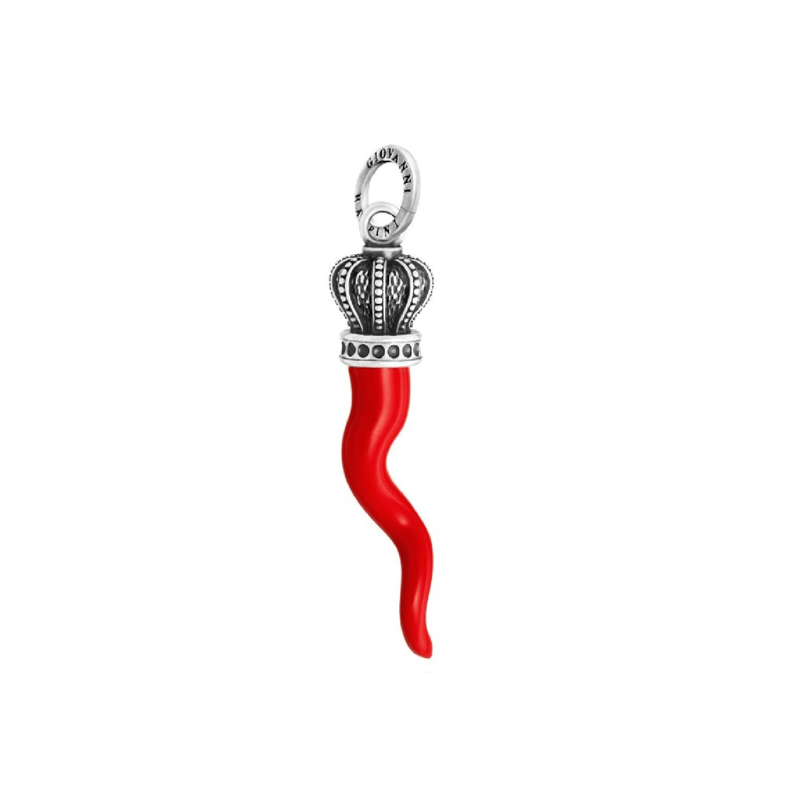 Charm Giovanni Raspini argento corno rosso grande e corona MISURA UNICA