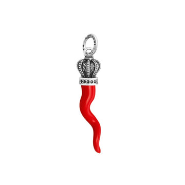 Charm Giovanni Raspini argento corno rosso grande e corona MISURA UNICA