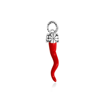 Charm Giovanni Raspini argento con corno grande e quadrifoglio MISURA UNICA
