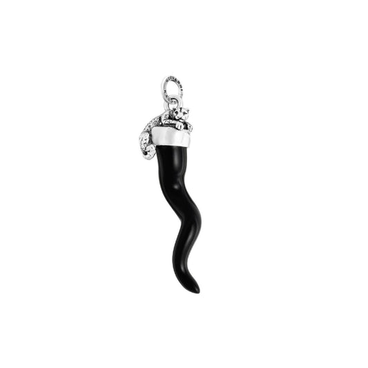 Charm Giovanni Raspini in argento corno nero con leopardo MISURA UNICA