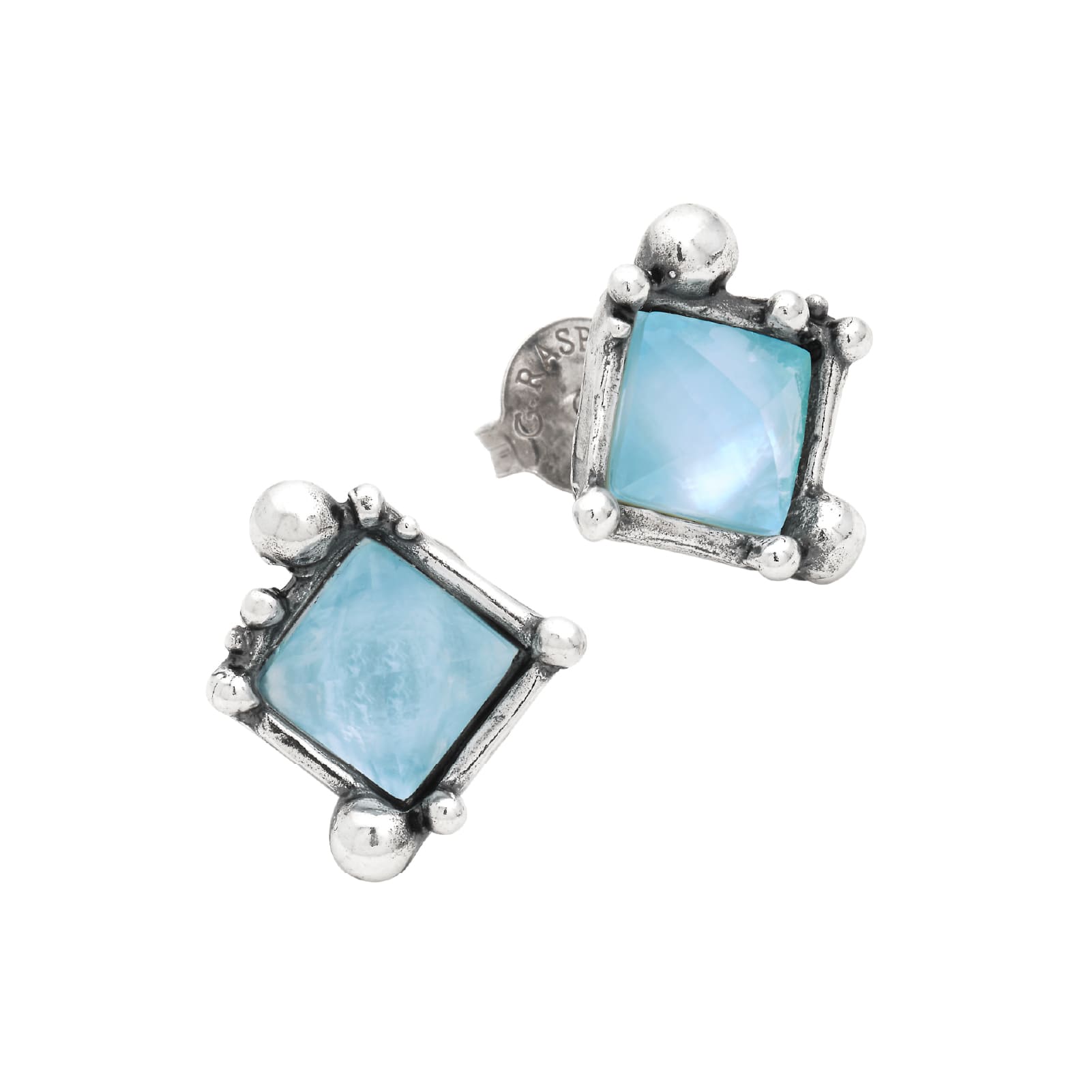 Orecchini a lobo Giovanni Raspini Cocktail con perla azzurra MISURA UNICA