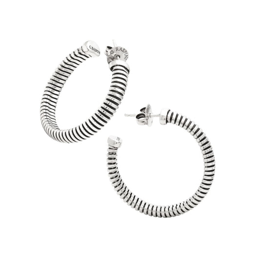 Orecchini tubogas Giovanni Raspini in argento a cerchio grandi MISURA UNICA