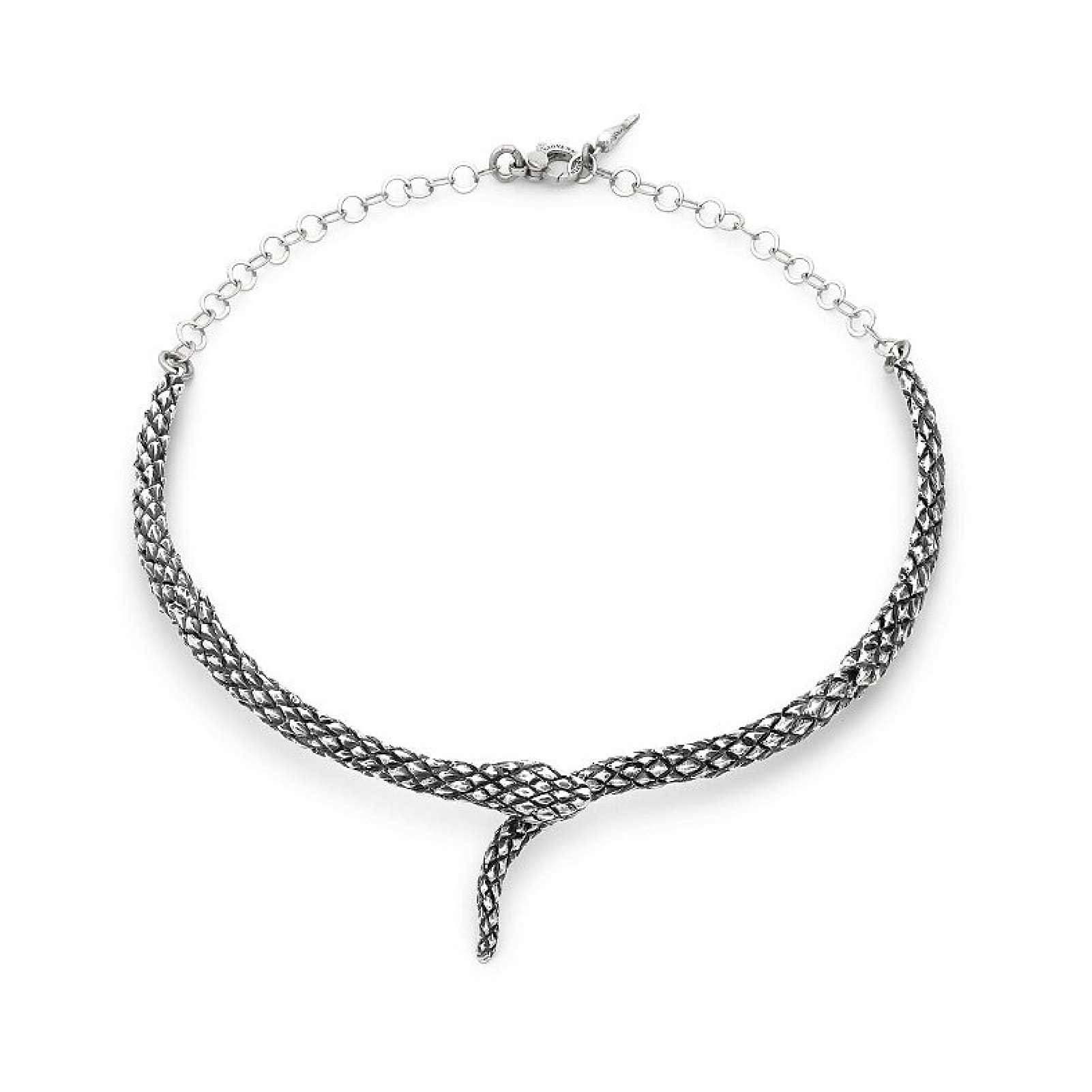 Collana girocollo Giovanni Raspini in argento brunito serpente