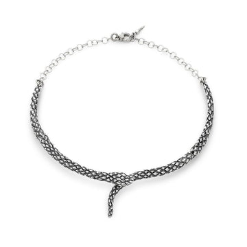 Collana girocollo Giovanni Raspini in argento brunito serpente MISURA UNICA