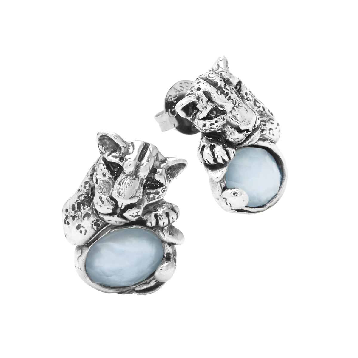 Orecchini lobo Giovanni Raspini Blue Jaguar in argento MISURA UNICA