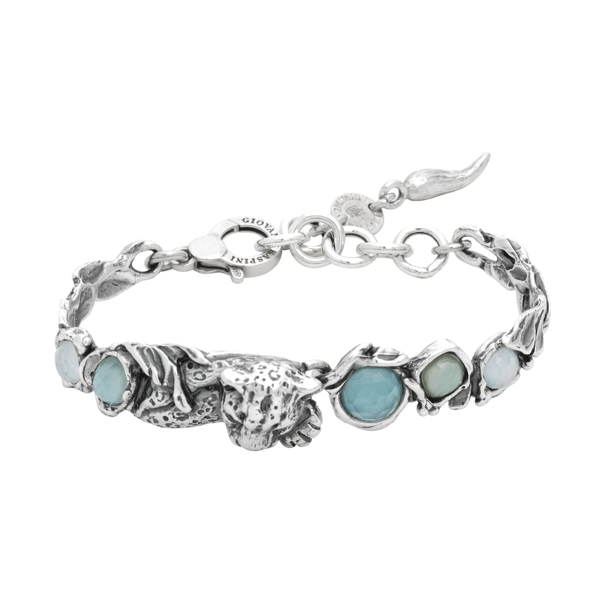 Bracciale Giovanni Raspini Blue Jaguar in argento e pietre 18 cm