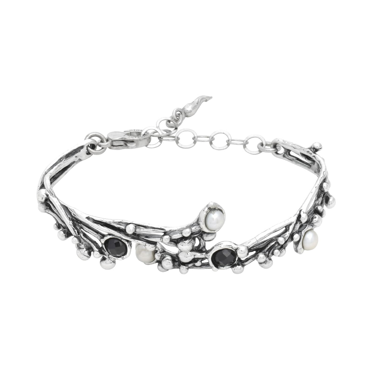 Bracciale catena Giovanni Raspini Aura in argento perle onice 20 cm