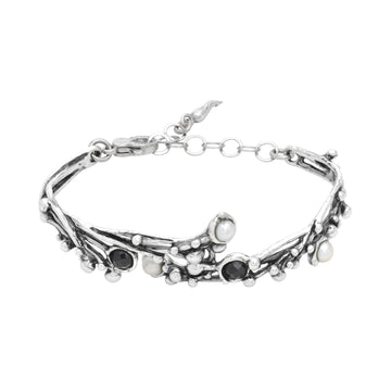 Bracciale catena Giovanni Raspini Aura in argento perle onice 20 cm