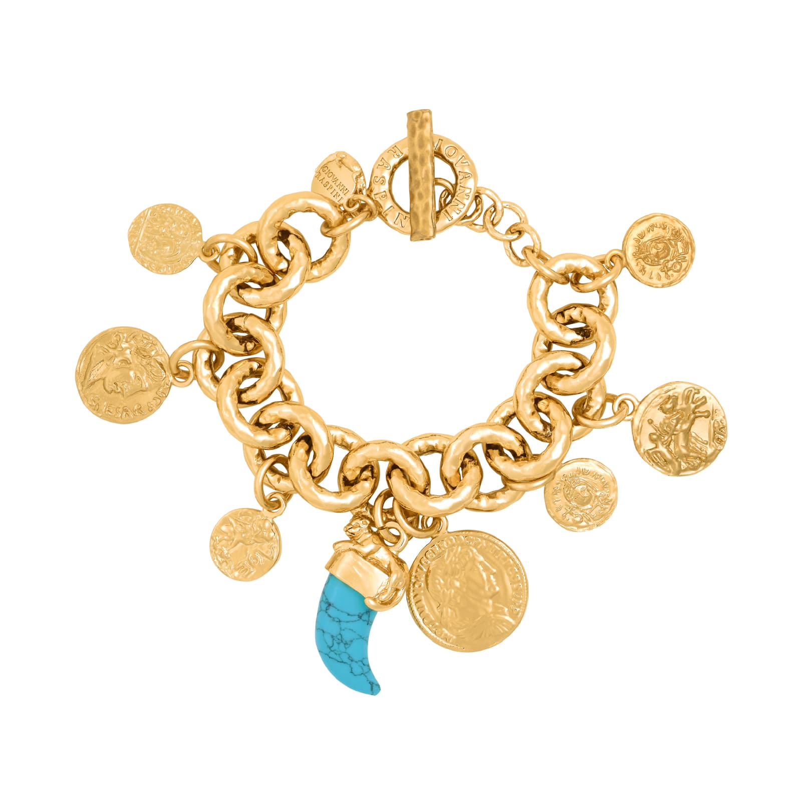 Bracciale Pueblo Monete Giovanni Raspini in bronzo dorato 21 cm